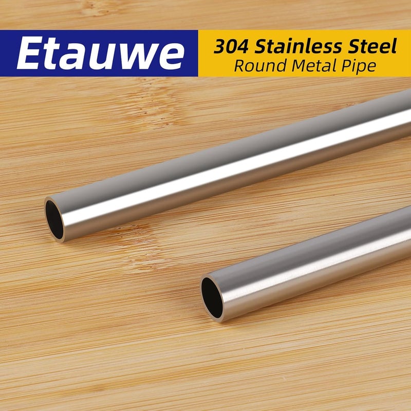 Etauwe 1/4 Inch (6.3mm) OD Round Metal Pipe, 304 Stainless Steel Tubing, 12" Length Weldable Industrial Straight Tube, 4 PCS - Image 3